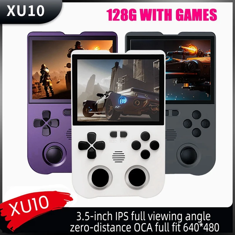 

XU10 Game Console 3.5 Inch IPS Screen 128G Arcade Retro Dual Joystick 3D Game Player RK3326S 64Bit 3000Mah