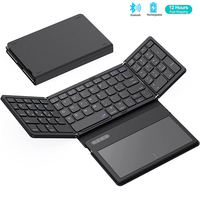 Bluetooth Foldable Keyboard With Touchpad Rechargeable Folding Keyboard with Large Touchpad Tri-Folding Ultra Slim Keyboard