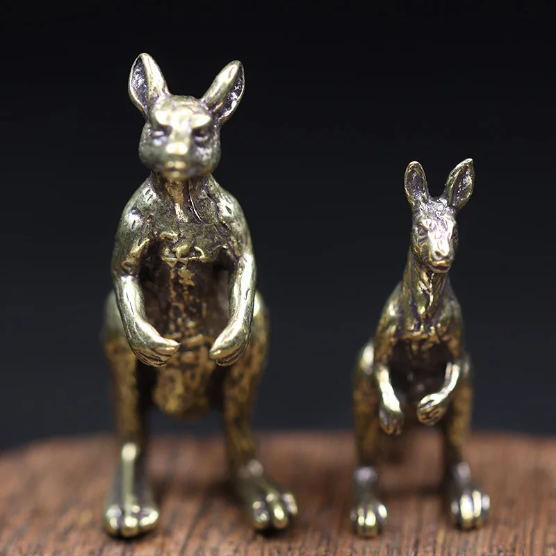Solid Brass Kangaroo Statue,Desk Ornament,Retro Copper Animal,Miniature Figurine,Decoration Gifts,Home Decors Crafts Accessories