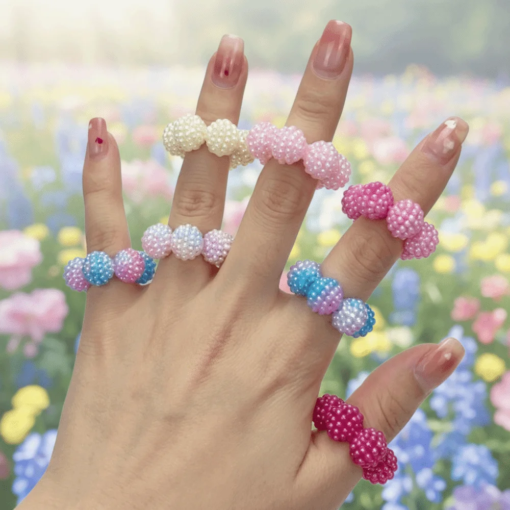 5 PCS/Set Creative Stress Relief Finger Rings Spiky Bead Calming Adjustable Sensory Rings Adjustable Relax