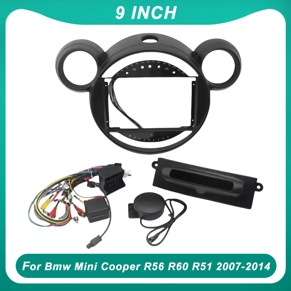 

For Bmw Mini Cooper R56 R60 R51 2007-2014 9 Inch Car Radio Fascias Dash Kit Install Facia Console Bezel Stereo Adapter Plate Tr