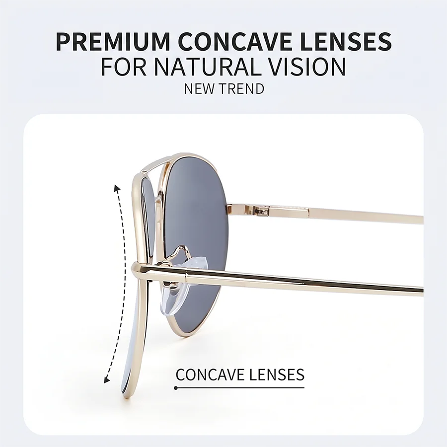 Women Men Classic Pilot Sunglasses Curved Glass Metal Hinges Durable Frames Mirrored Luxury Designer Eyewear Must-Have Outdoor view 3