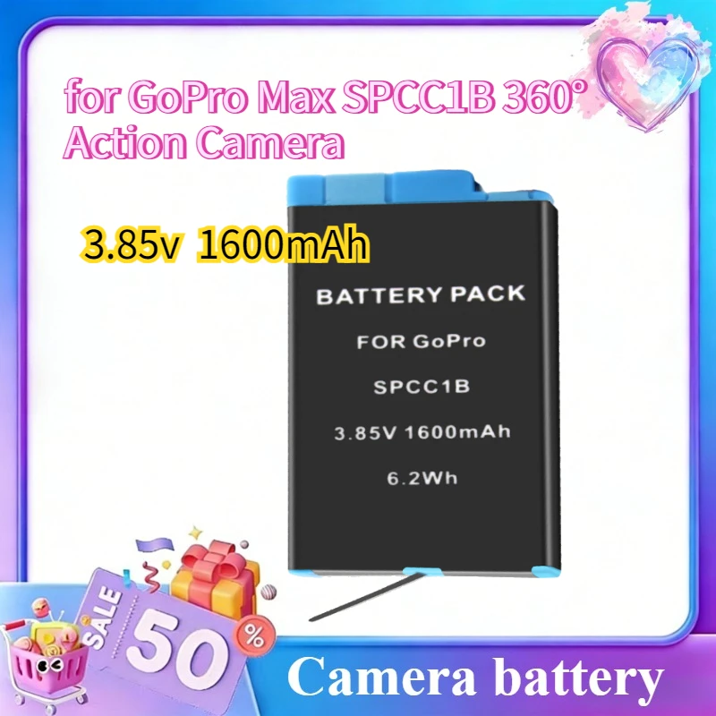 1600mAh Fully Decoded Battery for GoPro Max SPCC1B 360° Action Camera