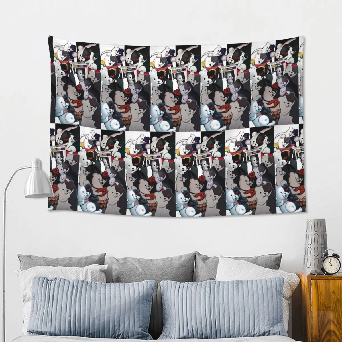 Japan Anime Danganronpa Monokuma Tapestry Art Wall Hanging Aesthetic Home Decor Tapestries for Living Room Bedroom Dorm Room