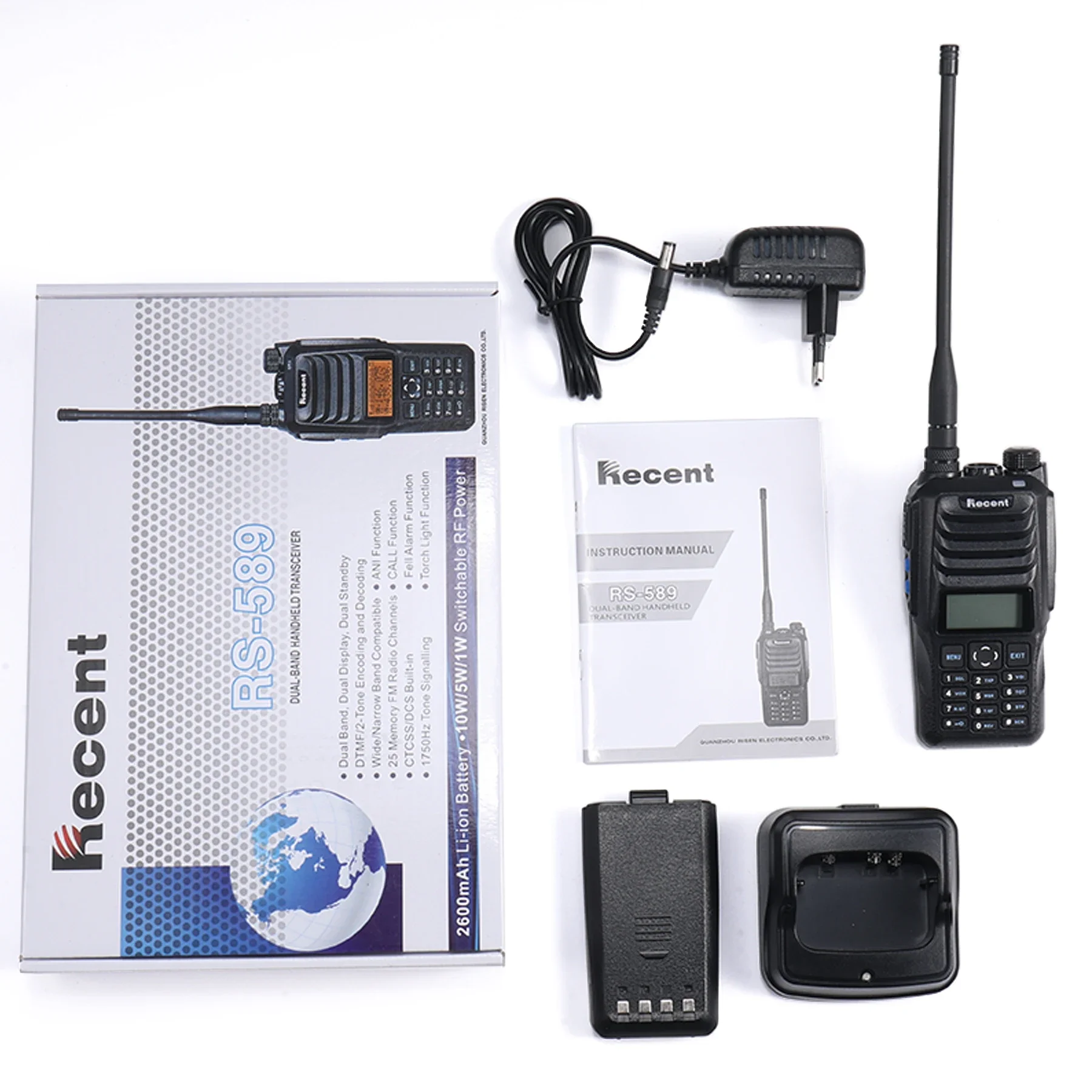 RS-589 Professional 10W 12KM VHF UHF Radio Walkie Talkie Portable Handheld Transceiver with LED Flashlight