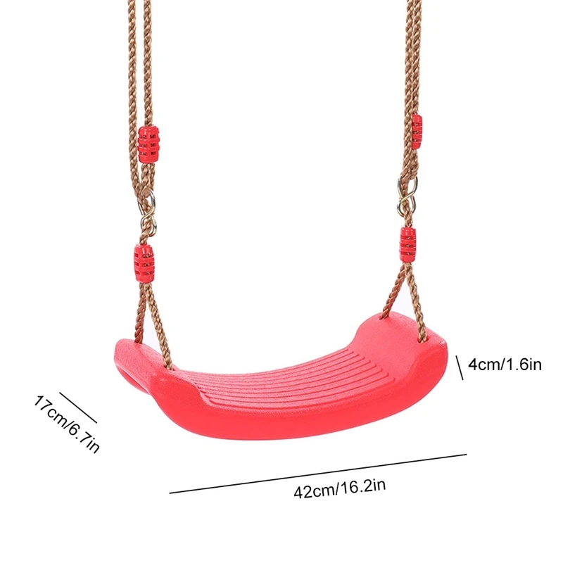 1 PCS Swing Seat Board Plastic Swing Set Easy Install Swing Set With Rope Red Maximum Load 86Kg For Boys Girls Outdoor Garden