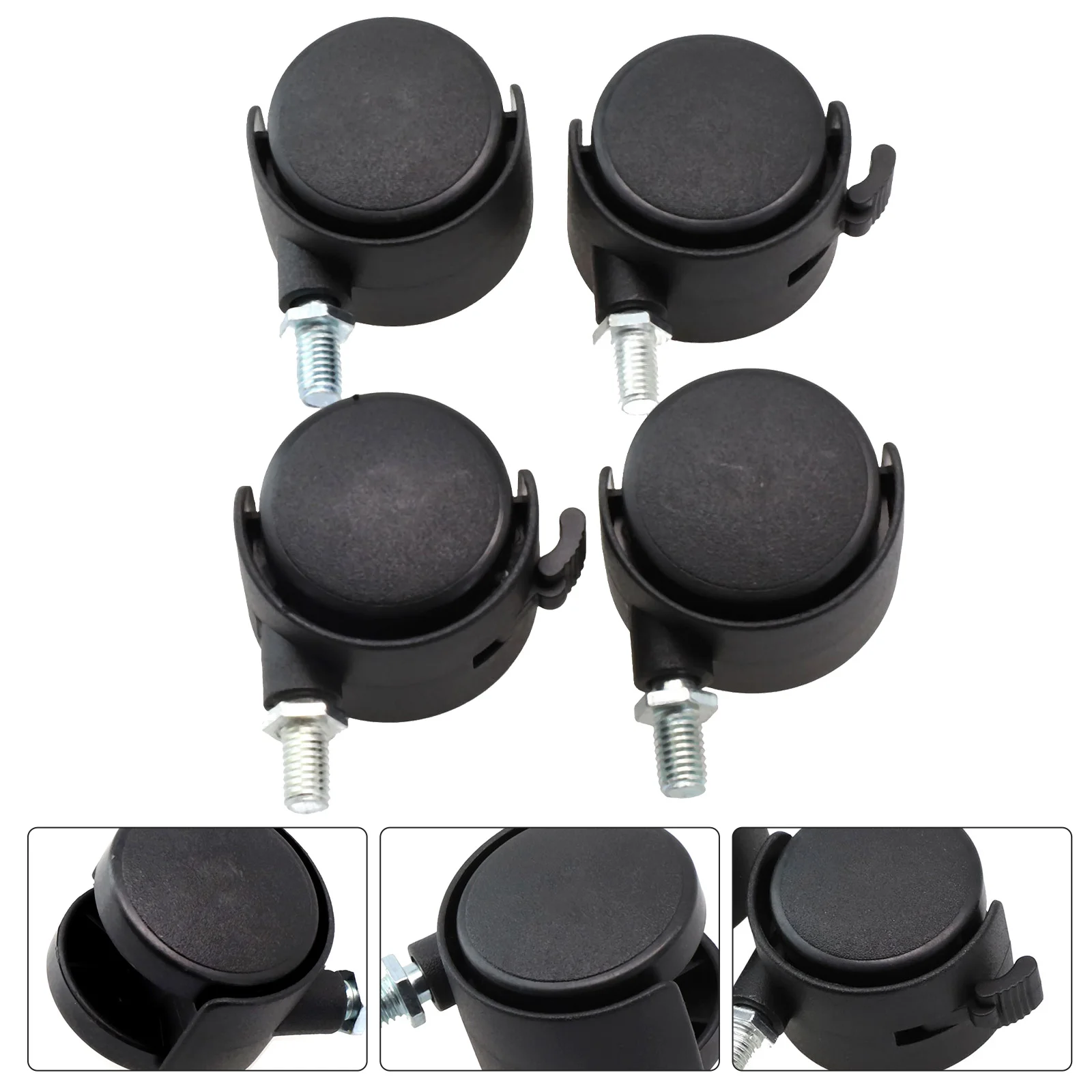 Upgrade Your Furniture\\\\\\\'s Mobility with 4 Black Chair Wheel Furniture Casters M8 Thread Swivel Castor with Brake