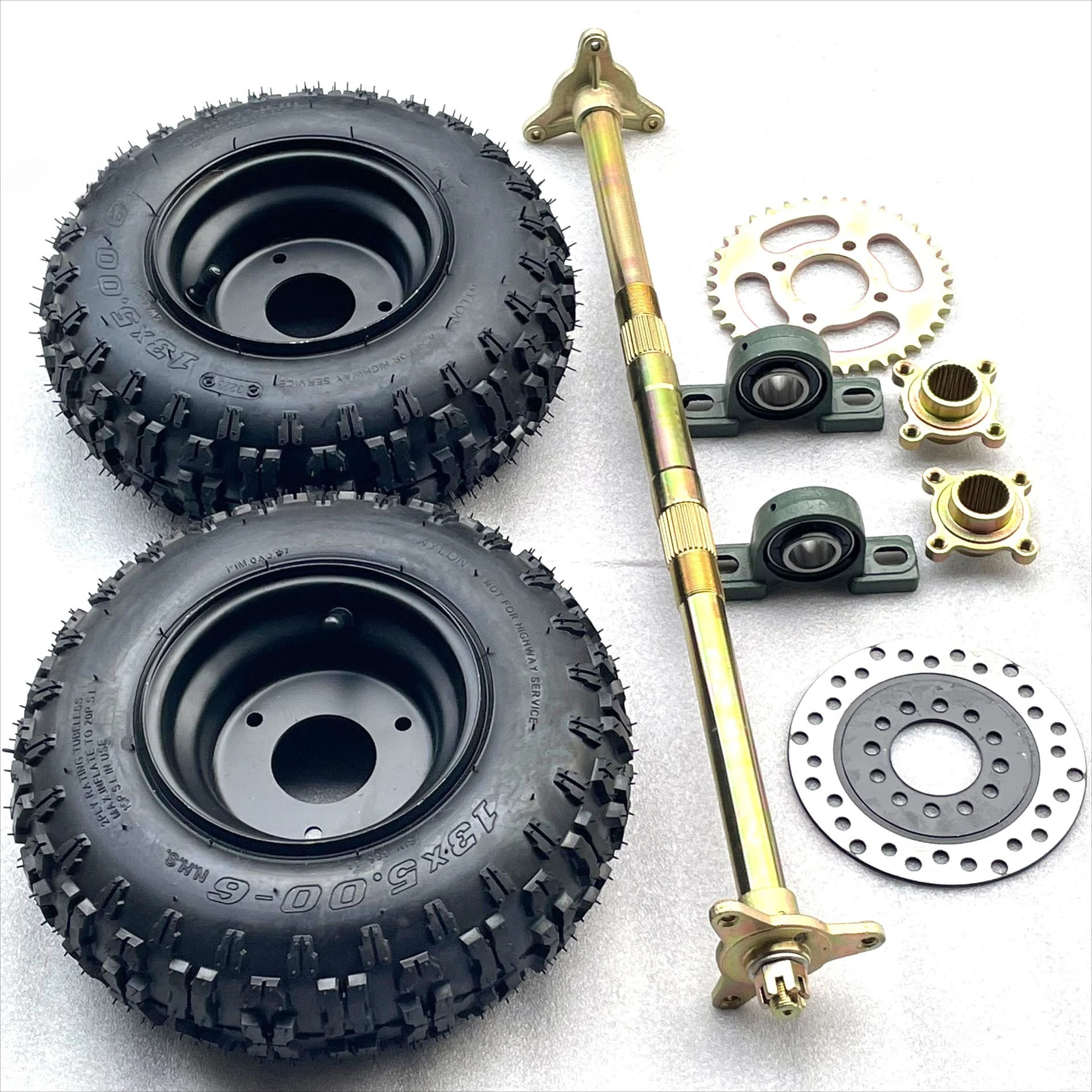 Rear Axle Complete Assembly with Brake for Modified 4‑Wheel Electric Motorcycle, ATV Go‑Kart, Fits 6‑Inch Tires