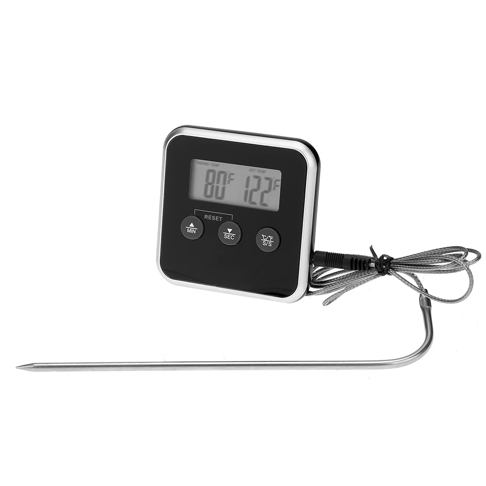 Electronic LCD Digital Food Thermometer BBQ Meat Probe Temperature Alarm Kitchen Cooking Timer