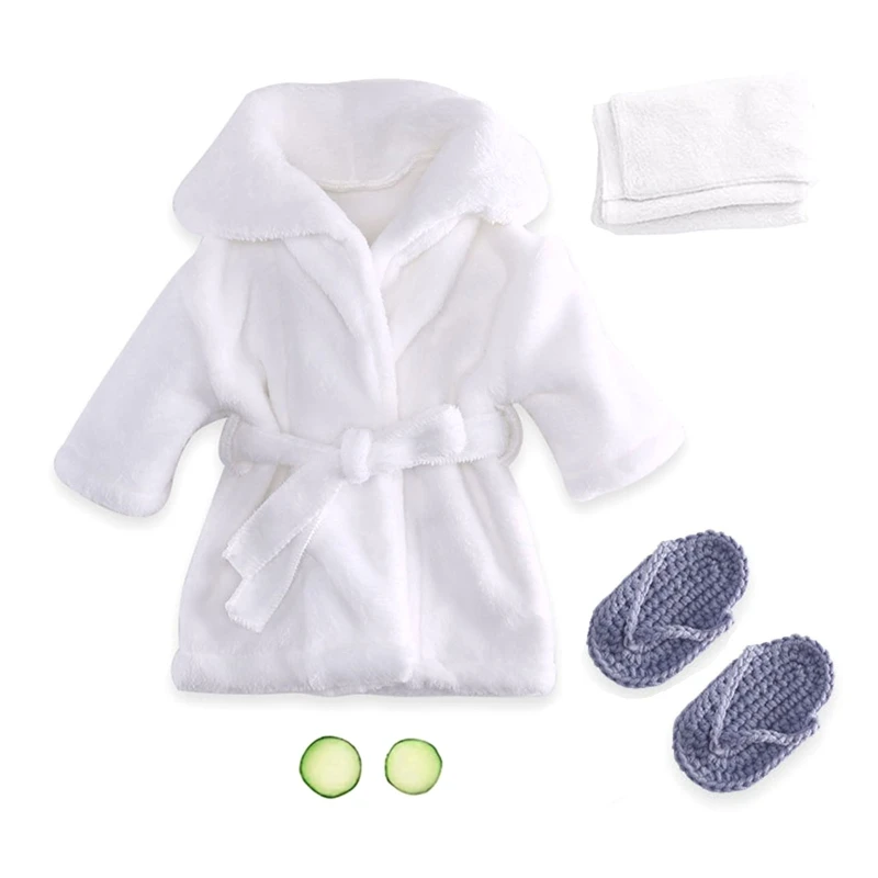 Baby Posing Costume Newborn Bathrobe Towel Set & Cucumber Slices Photo Prop