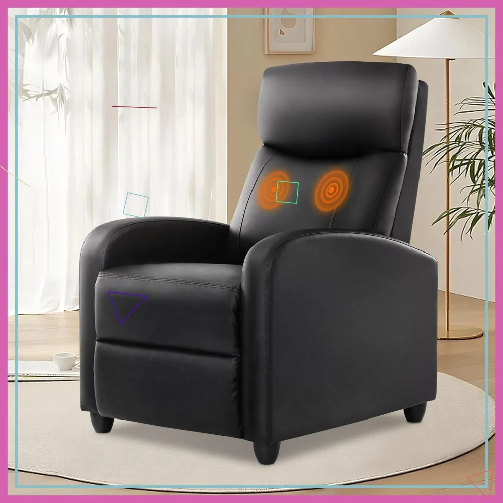 

Регулируемое массажное кресло-реклайнер для взрослых, диван из искусственной кожи с подставкой для ног, современное черное кресло для гостиной