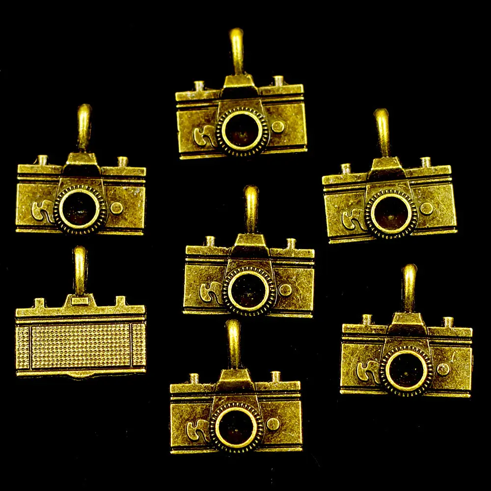 Bronze Tone Camera Cute Pendants Charms Jewelry DIY Component 22x21mm