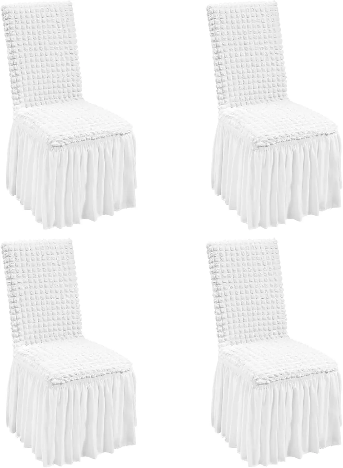 

Stretch Spandex Folding Chair Covers,Universal Fitted Cover with Skirt,Removable Washable Protective Slipcovers(4PCS White)