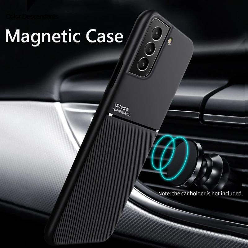 Luxury Car Case For Samsung Galaxy S22 Ultra Cover S23 Plus S24 S21 S 22 23 24 21 S22Ultra Soft Solid color Magnetic Phone shell