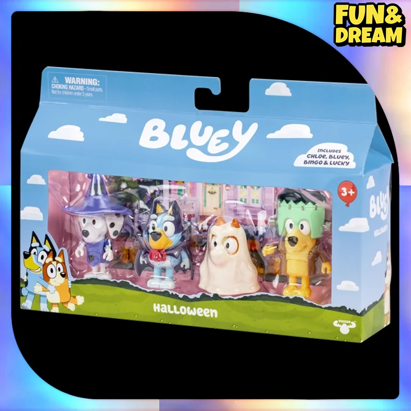 Spot Bluey Familie Halloween 4 Figur Set Action figuren Geburtstags geschenk dekorative Ornamente auf der Tischplatte Halloween Geschenke