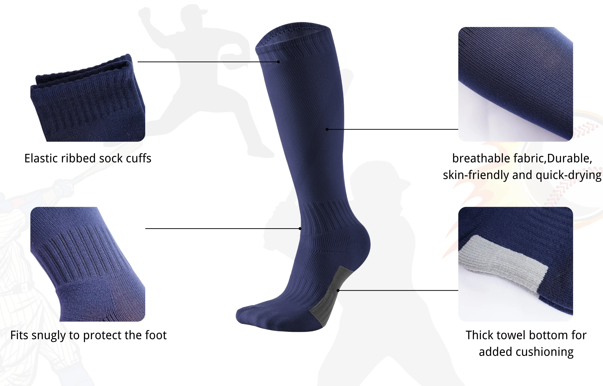 2 Pack Youth Baseball Socks Toddler Football Soccer Socks Baseball Softball Kneehigh Socks for Kids Boys Girls Tall Sports Socks