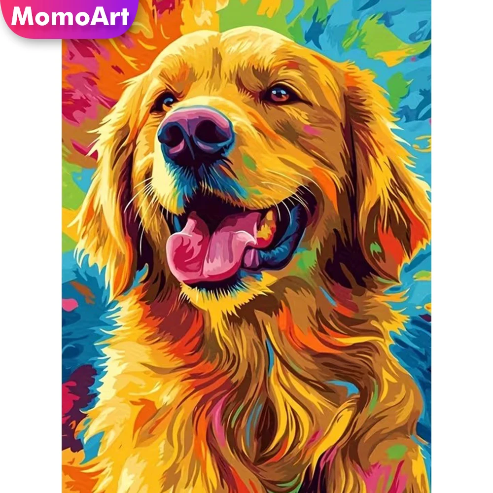 Momoart Full Square Round Diamond Mosaic Dog Diamond Painting Animal Kits DIY Picture Rhinestones Embroidery Handmade Gift