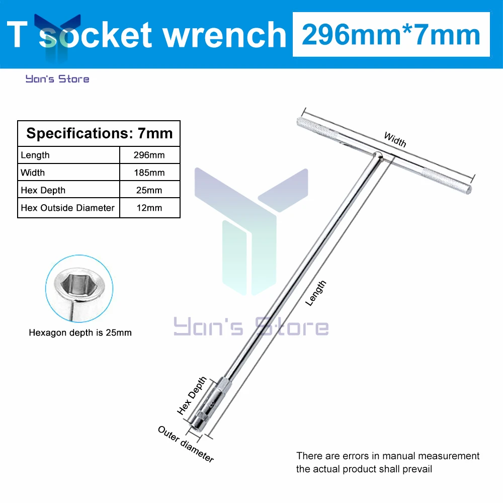 7mm-17mm T Type Universal Socket Wrench High Quality CR-V Hexagon socket wrench Steel Spanner Hand Tools For Auto Repair