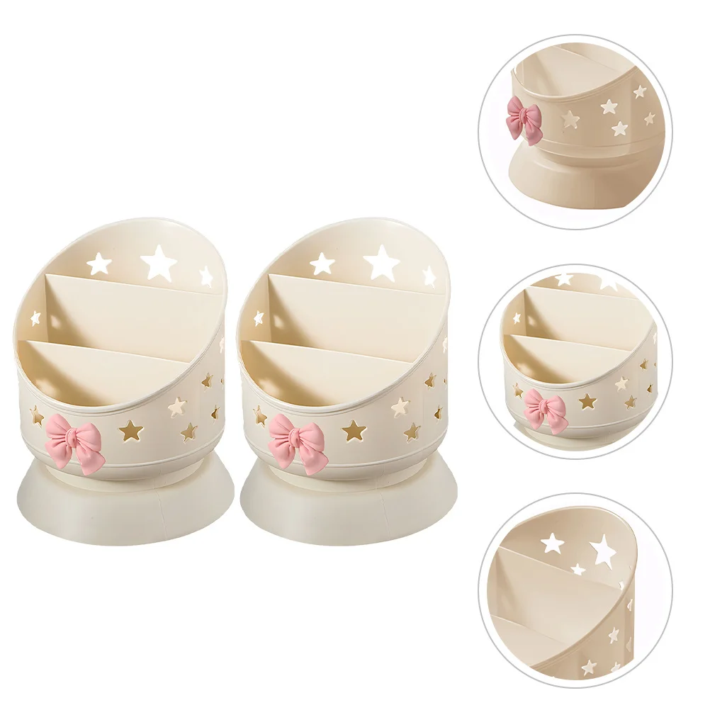 2pcs Makeup Brush Organizer Box Large Capacity Grid Compartments Desktop Storage For Lipstick Eyeshadow Pencils Brushes Pp Pen