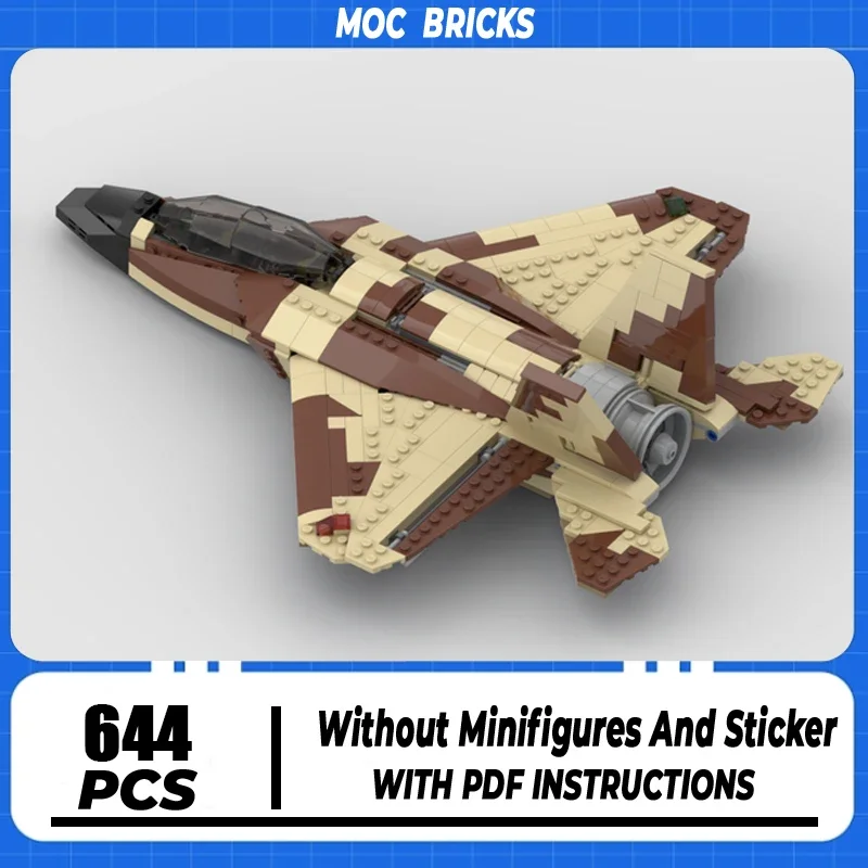 Moc Building Bricks Military Desert Camo Power Jet Fighter Model Technology Modular Blocks DIY Set Assembly Christmas Gift