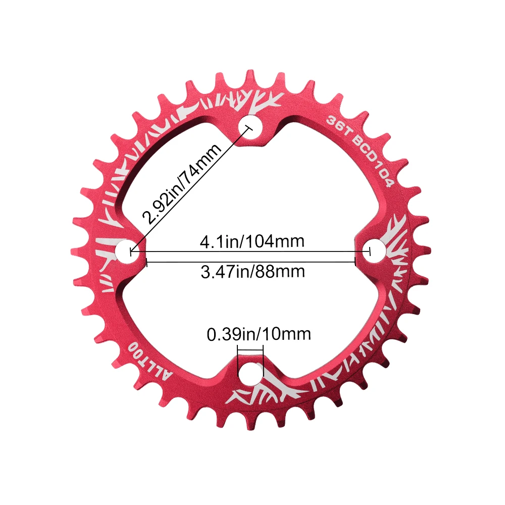 ALLTOO Bike Bicycle Part Chainwheels Chainring Crankset Bafang BCD104 Positive/Negative Single Disc AM/XC 32T/34T/36T/38T view 6