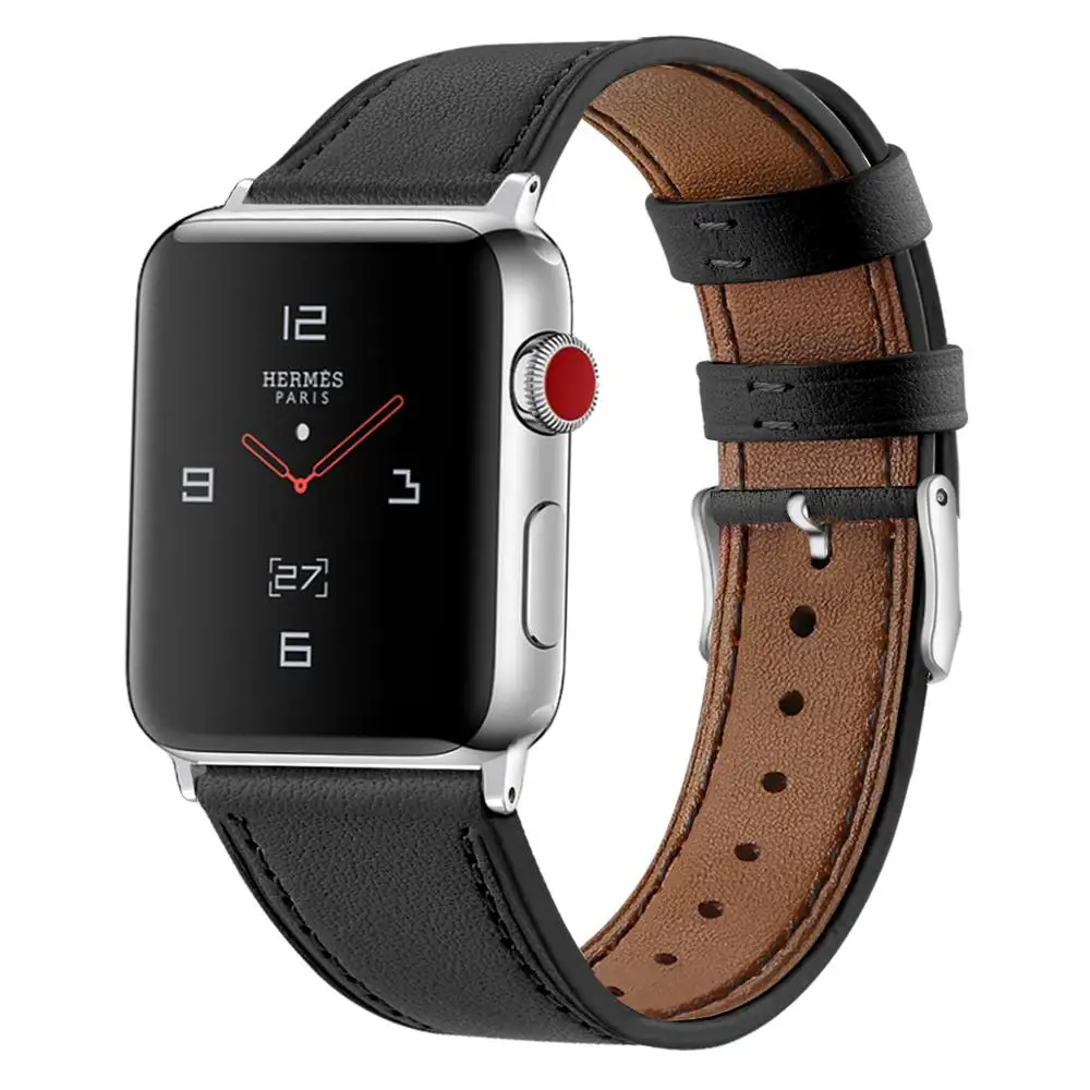 Correas Leather correa for apple watch iwatch 3 bands 4 5 band 38mm 42mm strap watchband 44 40 mm pulseira for applewatch belt