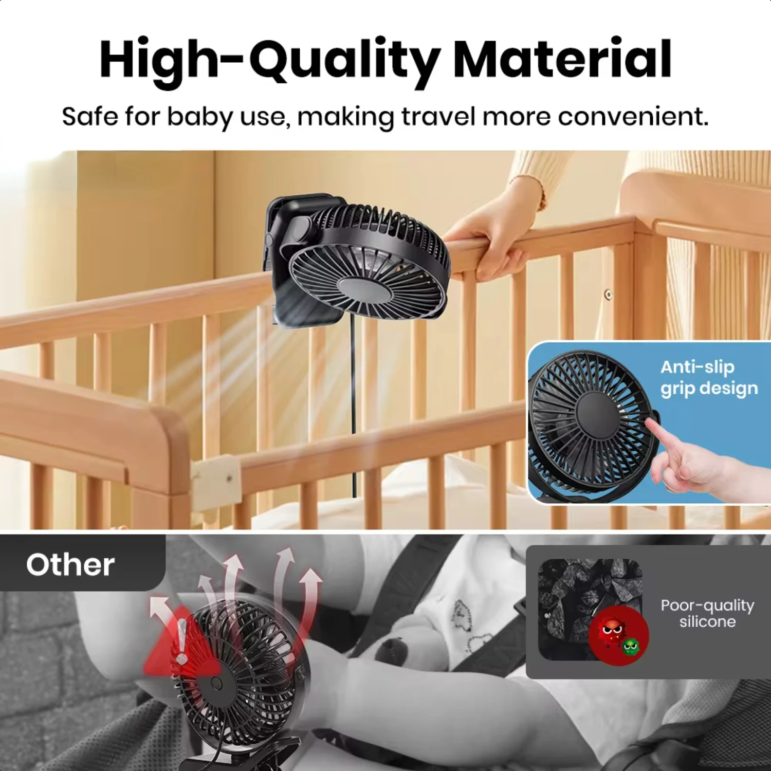 مشبك USB محمول على مروحة المكتب، مرفق آمن بمشبك قوي قوي، مروحة تبريد شخصية صغيرة Ventidador cuello