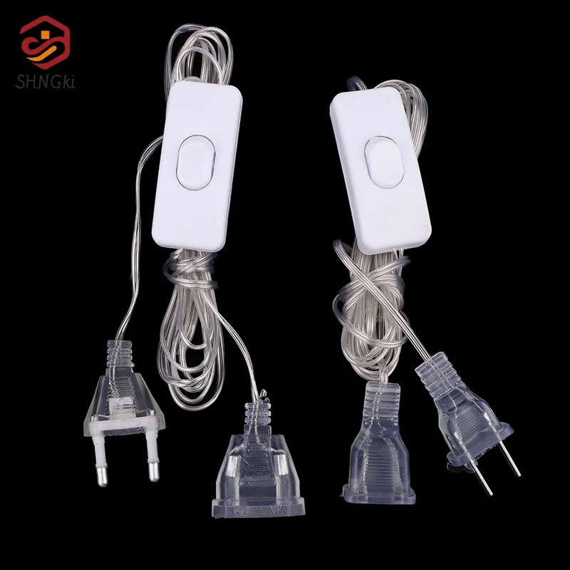 Plug Extender Wire com interruptor, UE e EUA Plug, LED String Light, casamento e decoração de Natal, luzes LED guirlanda, 1PC