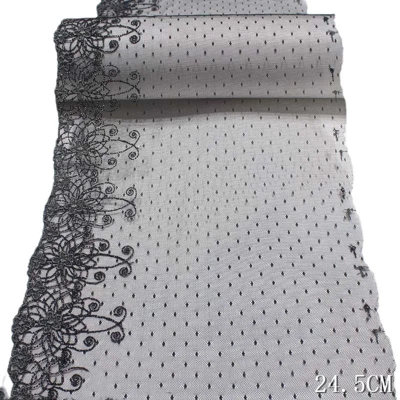 30Yards Embroidery Net Lace Trim DIY Lingerie Accessories Black Embroidered Mesh Lace Fabrics for Clothing Sewing Craft