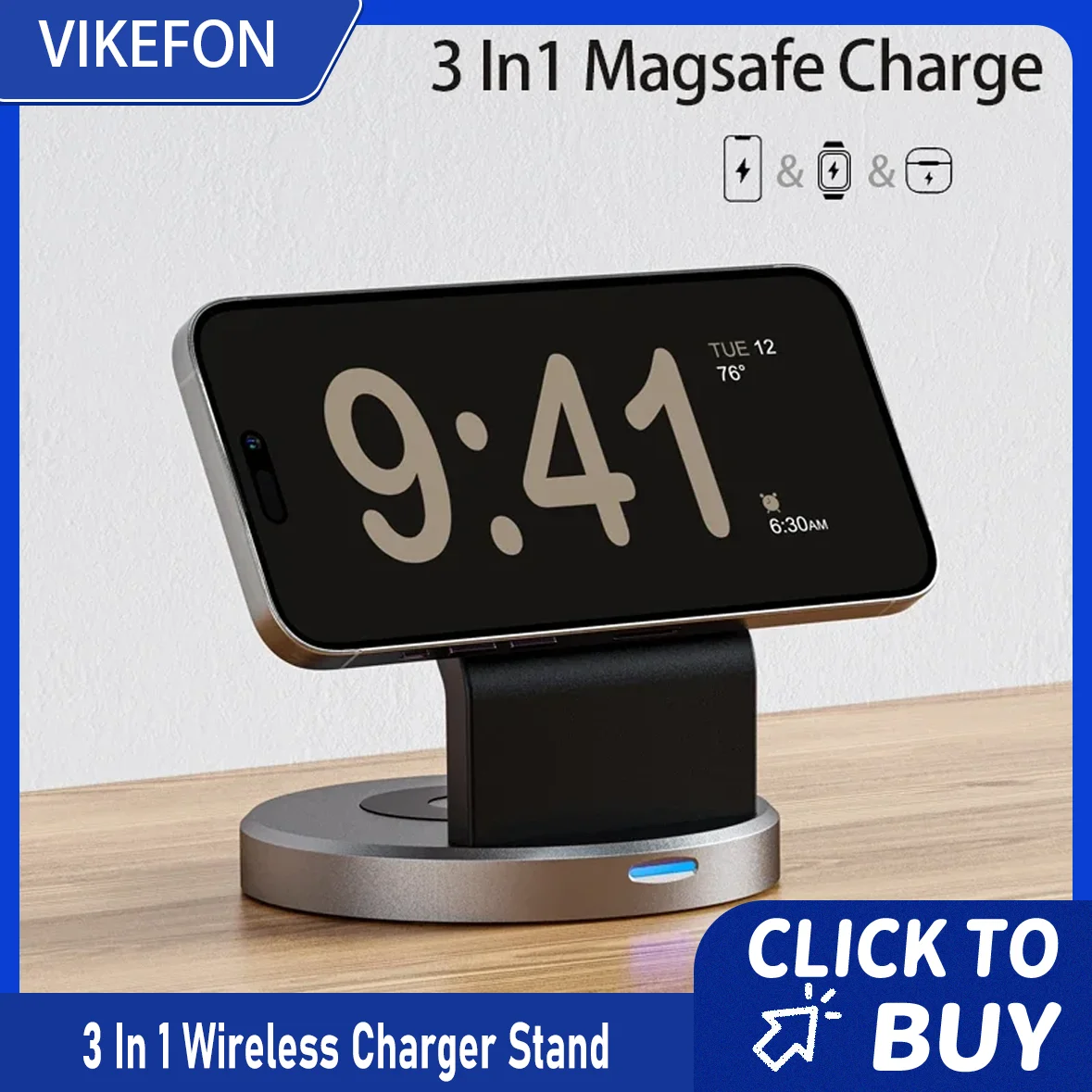 

Подставка для беспроводного зарядного устройства 3 в 1 для iPhone 17 16 15 14 13 12 Pro Max iWatch AirPods Станция для быстрой зарядки MagSafe