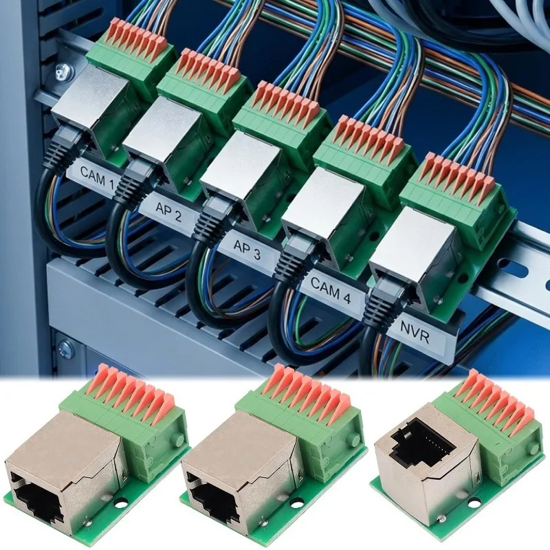 1/5 szt. Płytka adaptera danych, żeńskie gniazdo, montaż na szynie DIN, złącze, terminal, port sieciowy RJ45, blok terminalowy, bez lutowania — zdjęcie produktu 2