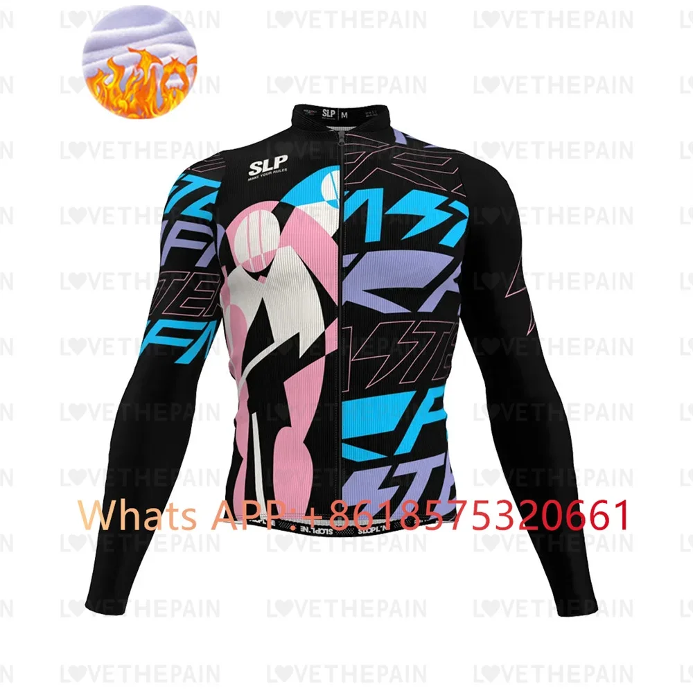 SLP 2024 Winter Thermal Fleece Cycling Jersey Top MTB Bike Outdoor slopline Men\'s Bicycle Clothing Long Sleeve Shirt Uniform new