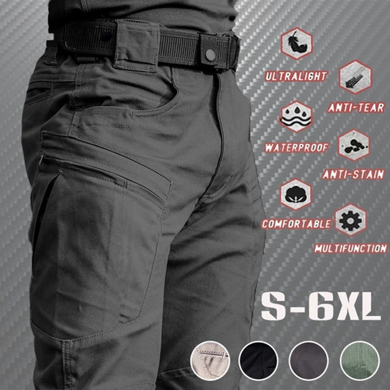 Men\'s Summer Tactical Cargo Pants Lightweight Casual Waterproof Trousers Casual Pants Wear-resisting Multi-pocket Outdoor Hiking