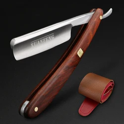 XUAN FENG Zambian Bloodwood Folding Razor, gehärteter Stahl, hohe Härte, scharfer Rasierer, Herrenrasierer