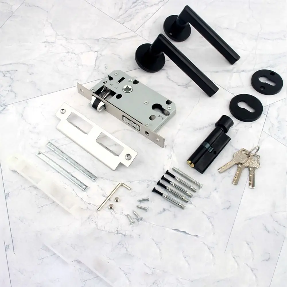 

Модный бесшумный замок для дверной ручки с ключами, металлический главный дверной замок, противоугонный черный дверной замок для спальни, комплект домашней фурнитуры