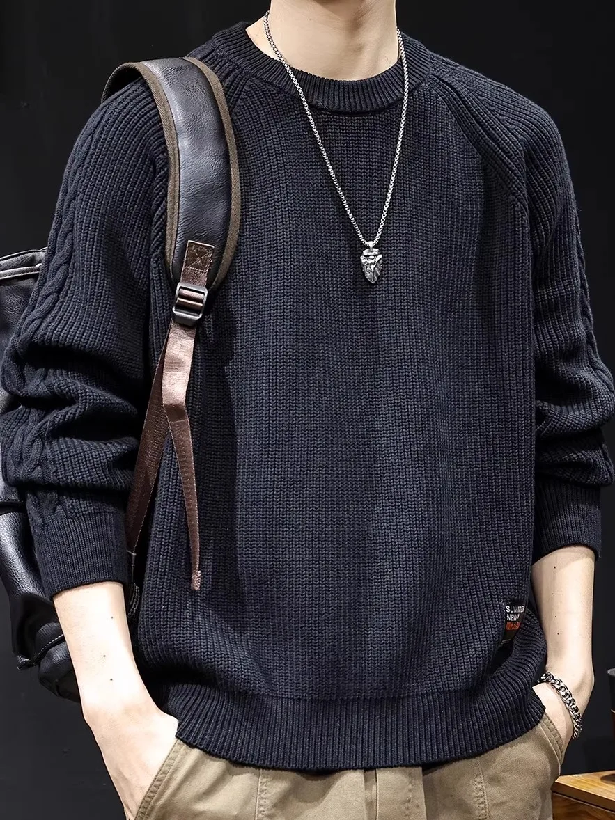 

Мужской зимний свитер оверсайз из высококачественного трикотажа, плотный, в американском стиле, модный бренд, свободный крой, с длинными рукавами