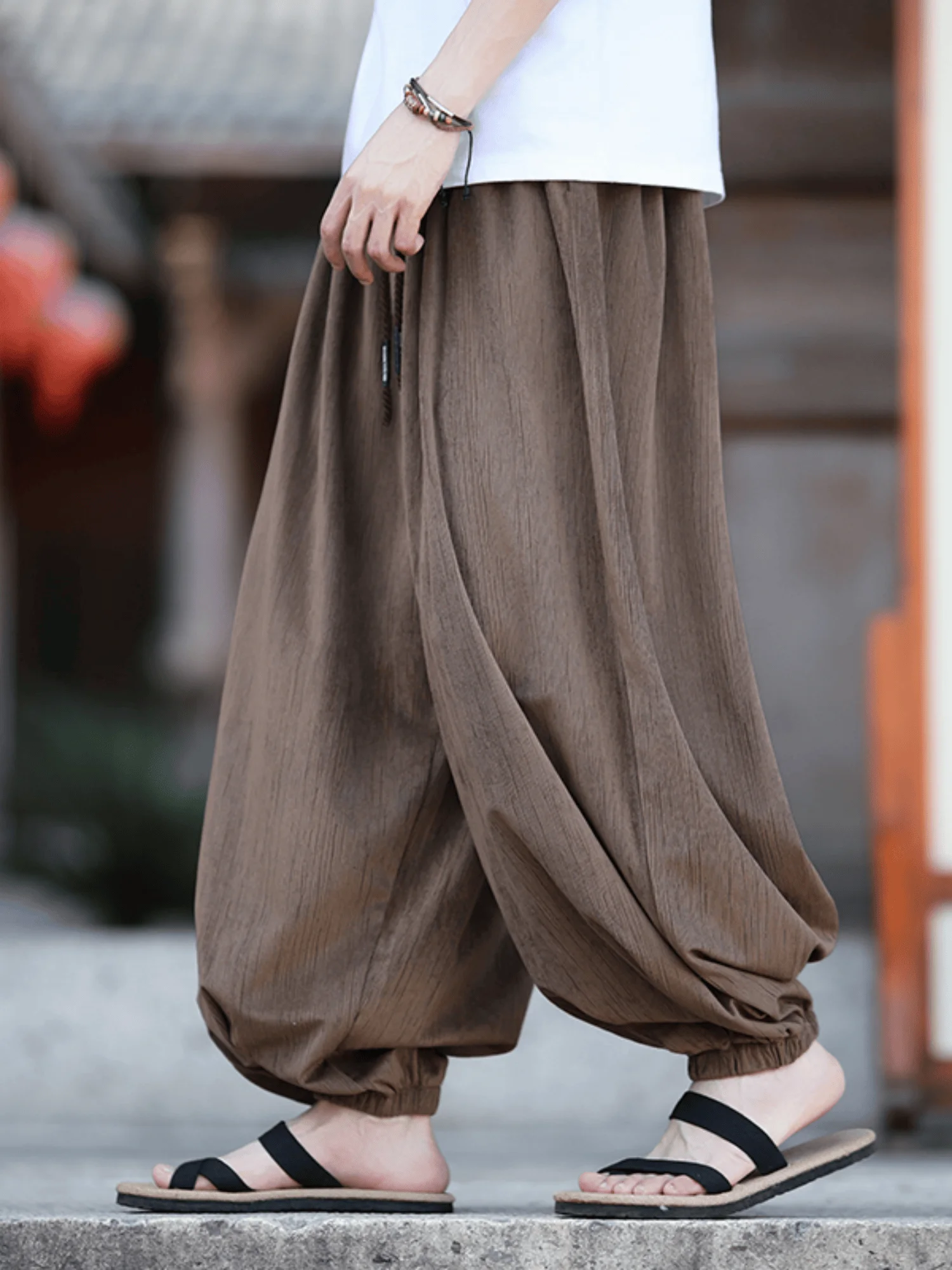 

Loose Straight Leg Harlan Pants Men's Large Size Trendy Brand Casual Pants Lantern Pants Breathable Thin Summer Polyester