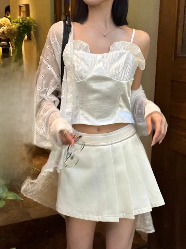 

Юбка-брюки с высокой талией А-силуэта, плиссированные, с асимметричным дизайном, повседневные, дышащие, женские, лето 2025