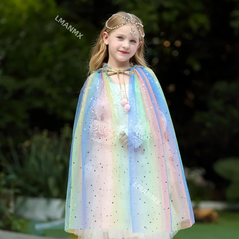 Summer Girl Shawl Cospaly Costume, Girl Ice and Snow Princess Draped with a Cape, Party Accessories Cospaly Costume