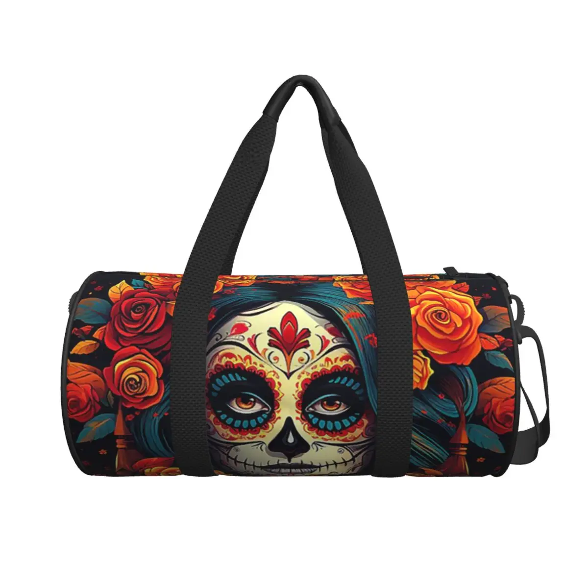 

Mexican Skull Calavera Illustration Large Duffle Gym Bag Waterproof Duffle Travel Bags Handbags Fitness bag