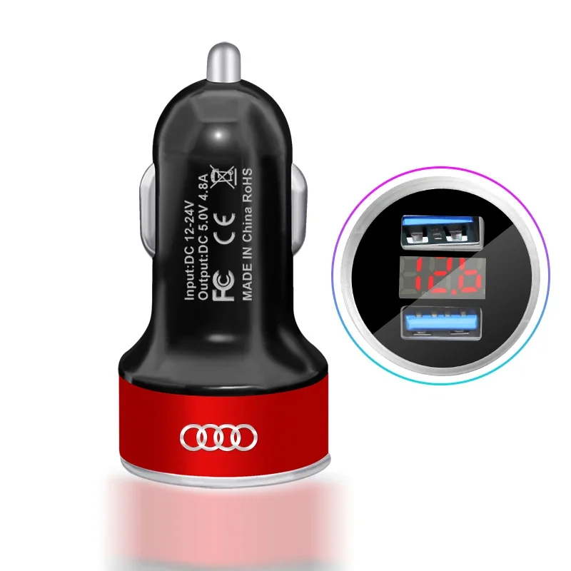 Car Charger 2 USB Ports Fast Charging Digital Display Car Chargers For Audi C5 C6 C7 A4 B6 B8 B7 A6 A3 A5 Q3 Q5 Q7 8P 8V 8L