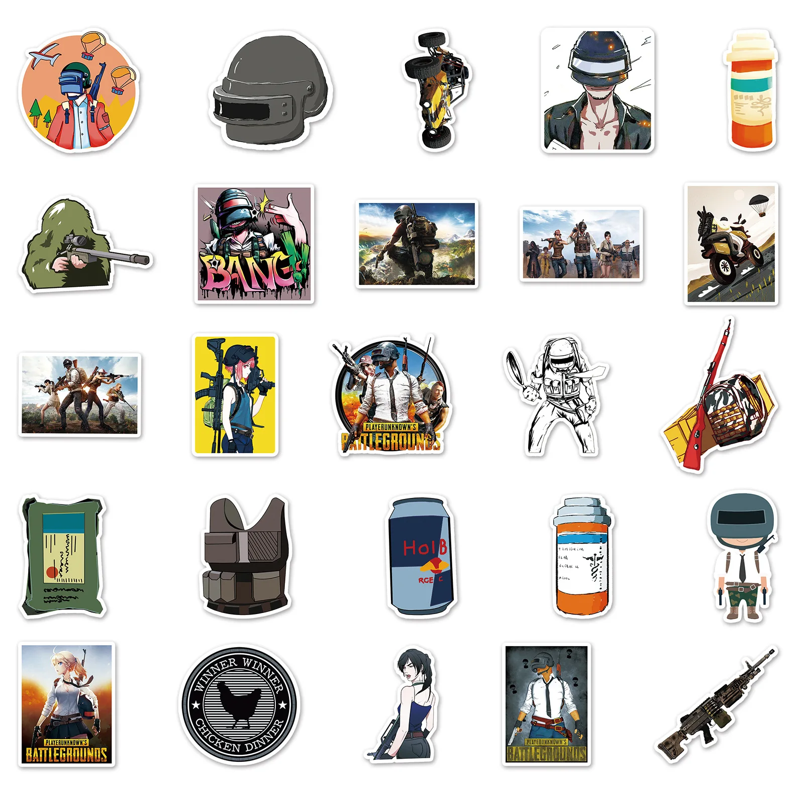 50/30/10PCS PUBG Popular Game Two-dimensional Peripheral Graffiti Handbook Suitcase Scooter Waterproof Refrigerator Sticker