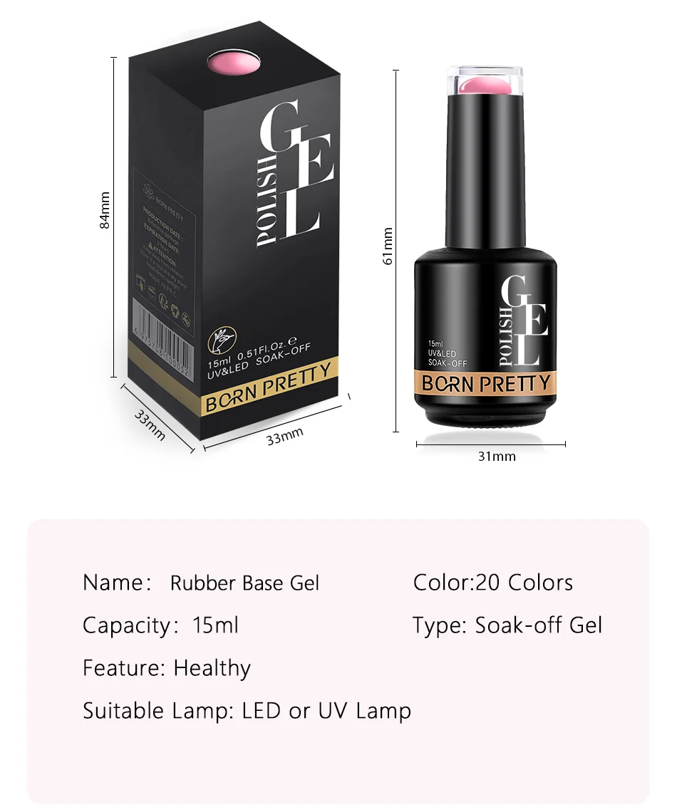 BORN PRETTY 15ml Jelly Nude Rubber Base Gel Natürlicher Milchweißer Klarer Semi-Permanenter Selbstnivellierender Soak-Off UV LED Gel-Lack – Detail 3