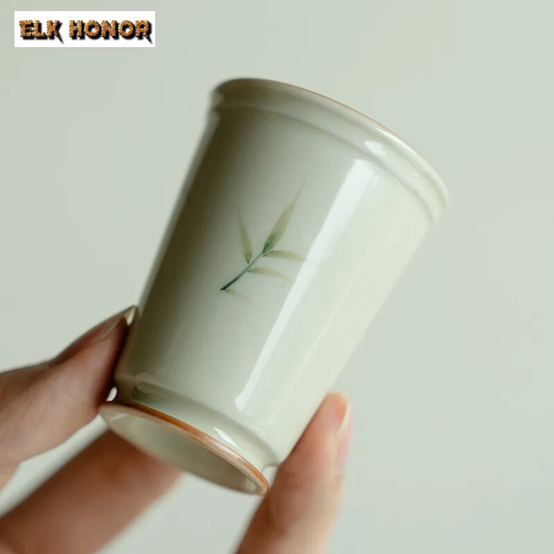 كوب خيزران رئيسي مطلي يدويًا ، كوب دائري عالي القدمين ، إبريق ماء ياباني ، وعاء عطر ، خدمة شاي ، منزلية ، 45 أو 2 لكل لوطة