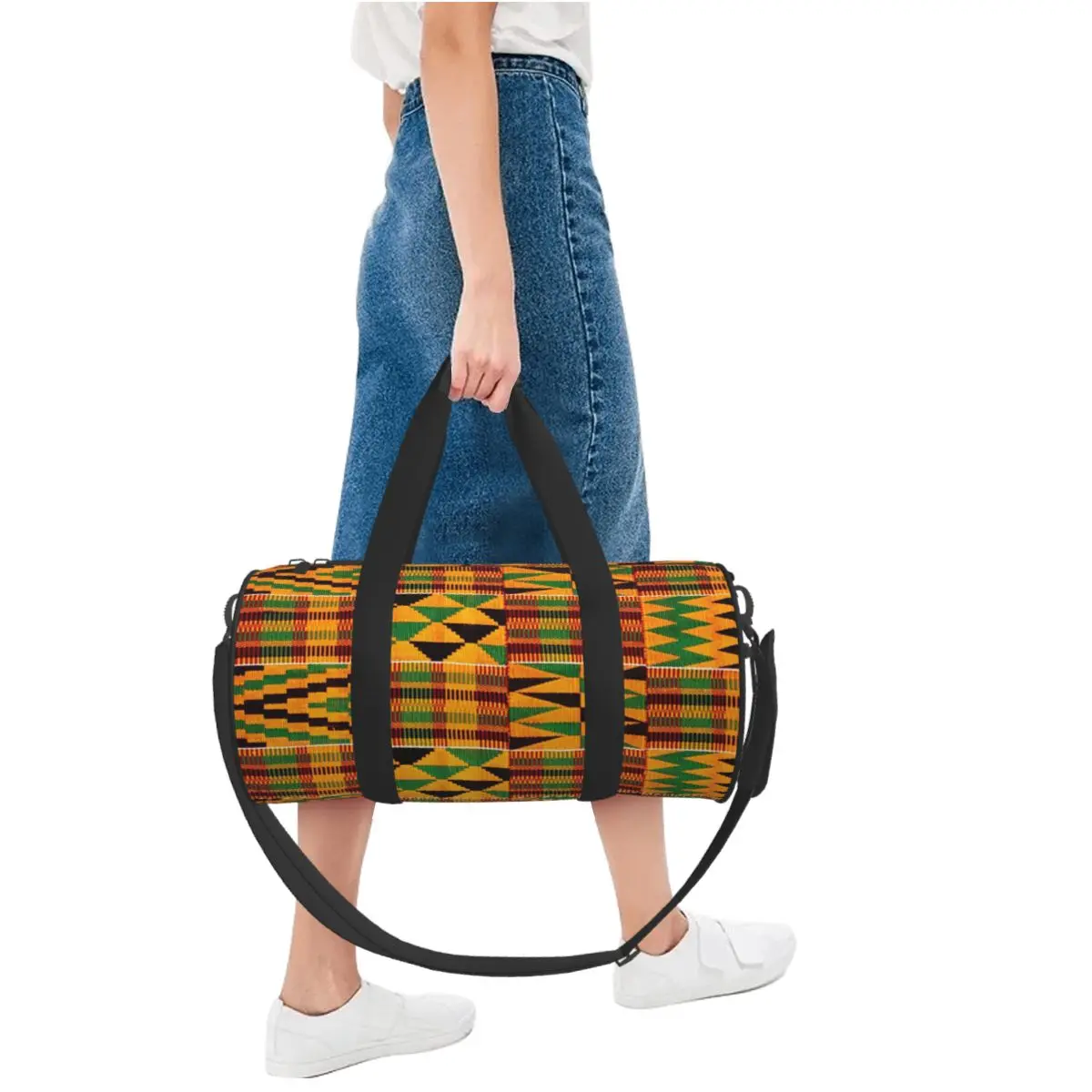 African Pattern Authentic Kente Cloth Pattern African Ghana Design Large Duffle Gym Bag Duffle Travel Bags Handbags Fitness bag
