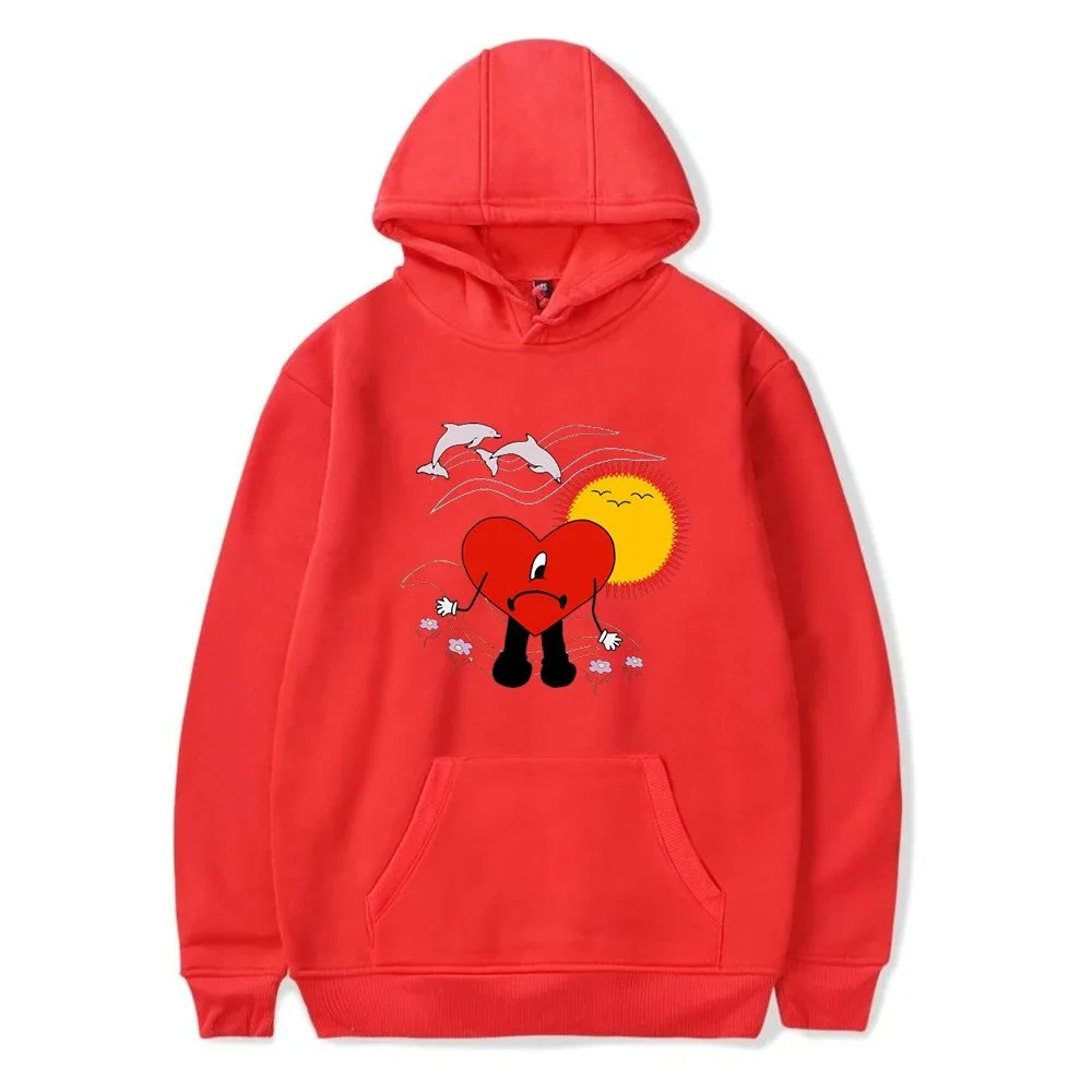 Hoodie de manga comprida unissex para homens e mulheres, coelho ruim, roupas da moda, suéter com capuz, rapper Hip Hop, UN VERANO SE, TI