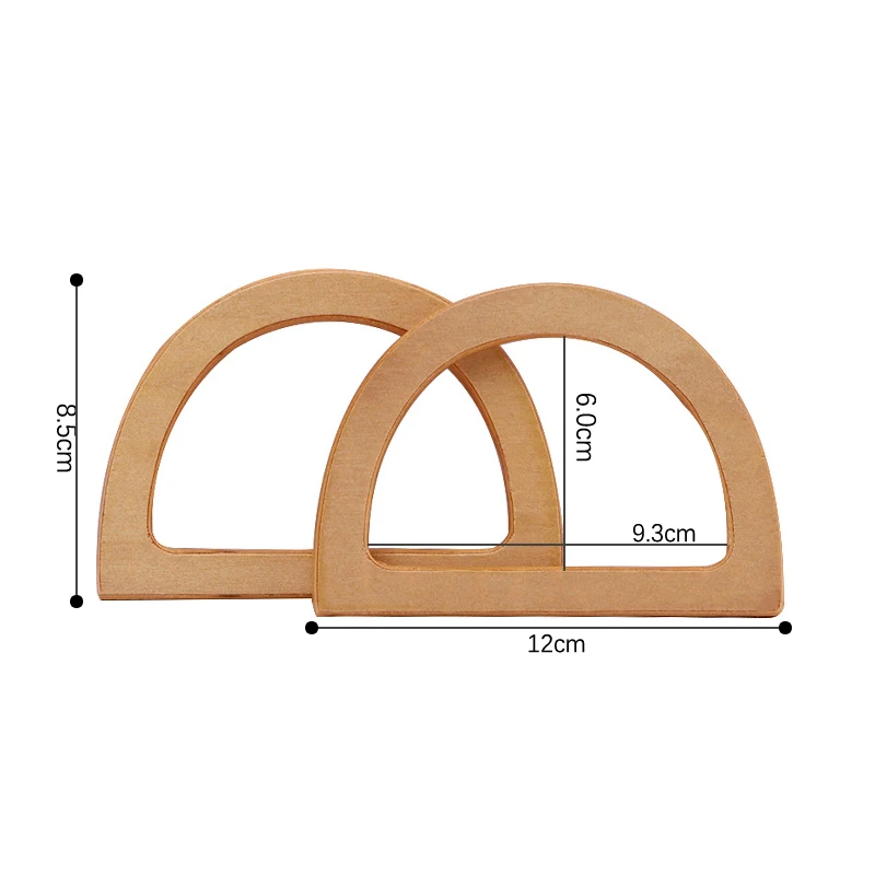 1 Pc Handcrafted Wooden D Shape Handle Classic Round Bag Replacement Decorative Simple Gradient DIY Rectangle Handbag Accessorie