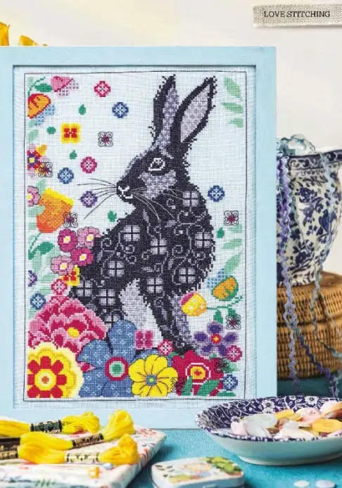 Chinese Cross-Stitch Kits for Embroidery Needlework, Rabbit and Flowers, 32-43, 16CT, 14CT, 18CT, DIY Sets