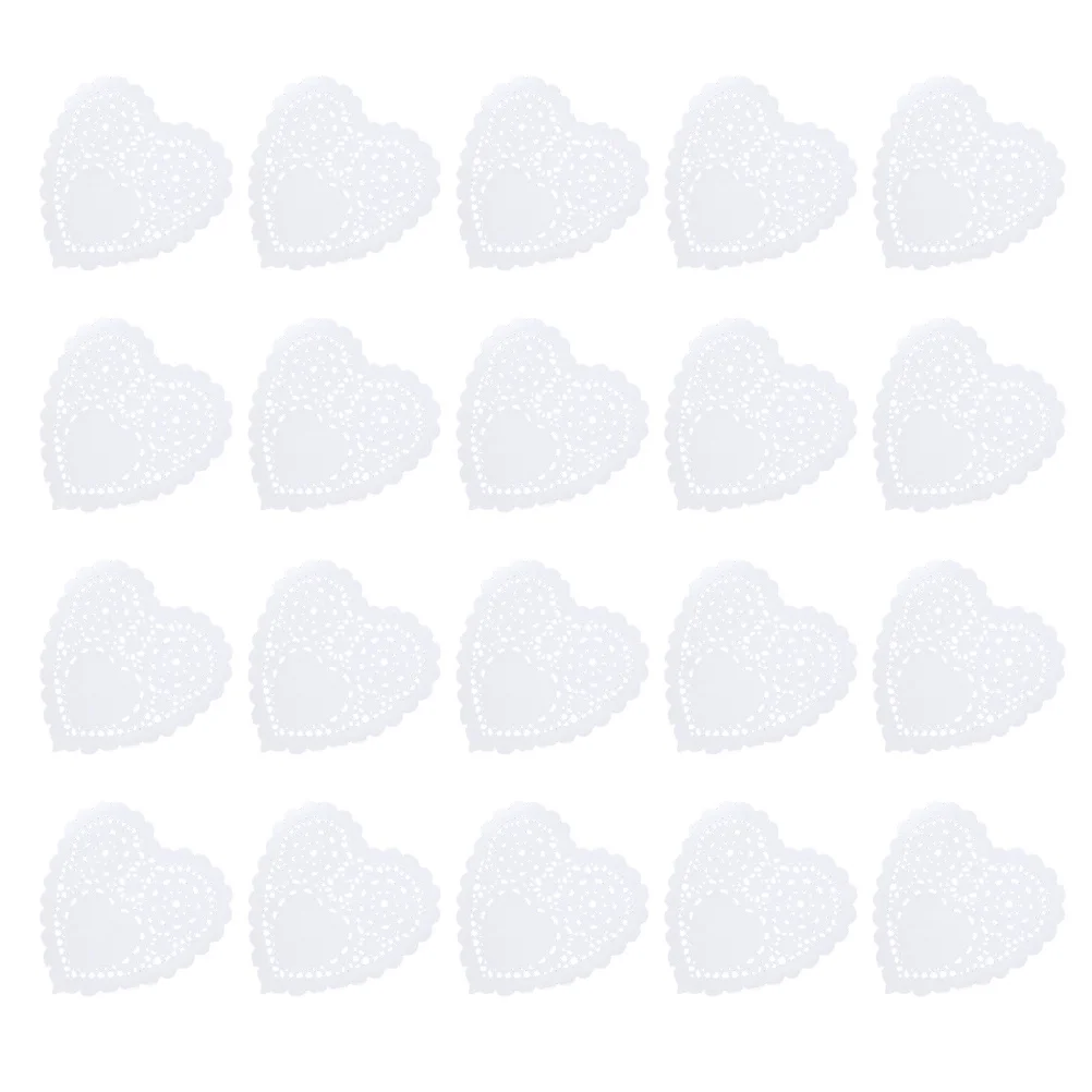 

300pcs Heart Shape Cake Paper Pad Hollow-Out Cupcake Dessert Mat For Home Party Baking Supplies Kitchen Bar Accessories