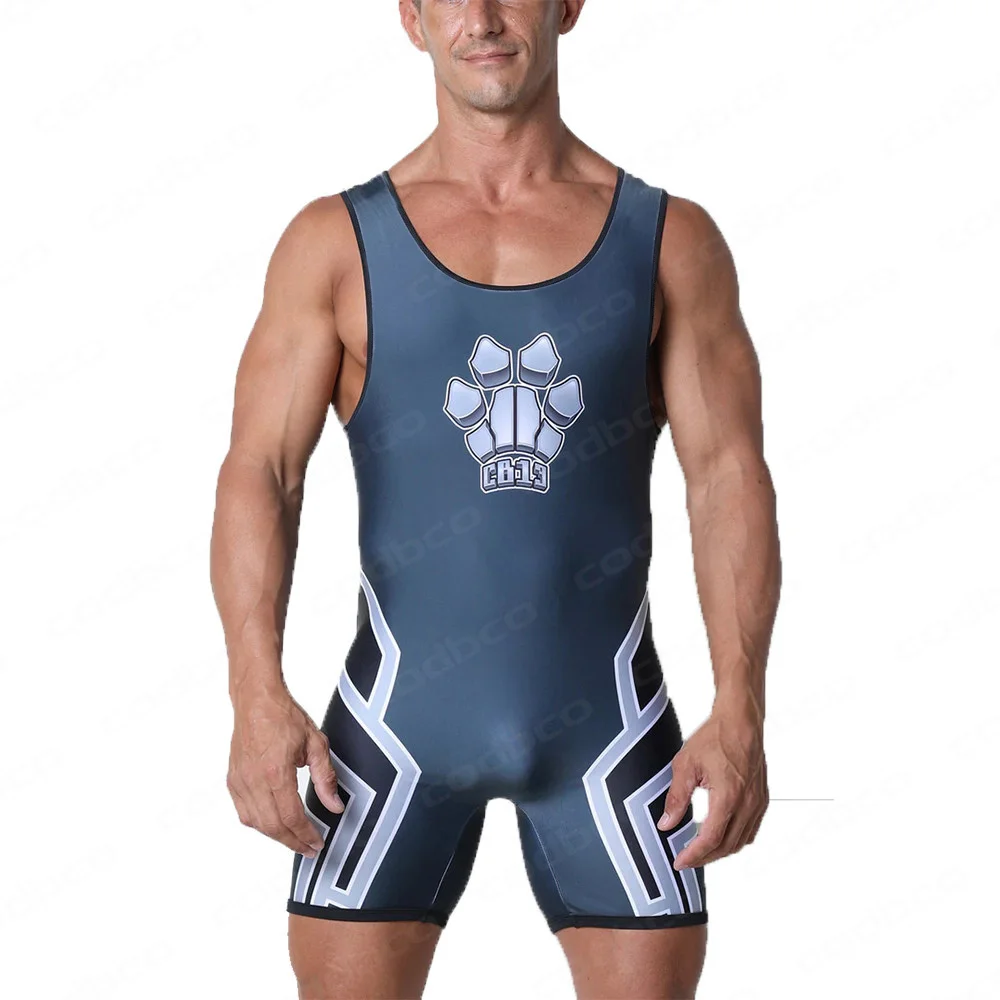 2024 Men\'s Wrestling Singlet Bodysuit One Piece Sleeveless Leotard Outfit GYM Breathable Sports Triathlon Powerlifting Skinsuit